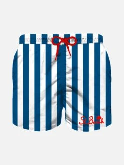 MC2 Saint Barth Boy Swim Shorts With Navy Blue Stripes