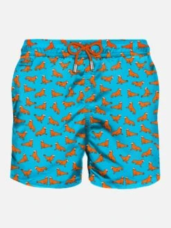 MC2 Saint Barth Man Light Fabric Swim Shorts With Seal Print