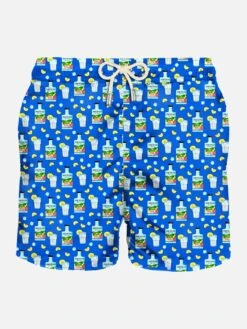 MC2 Saint Barth Man Light Fabric Swim Shorts With Gin Print | PORTOFINO DRY GIN SPECIAL EDITION