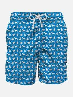 Light Fabric Long Swim Shorts Bull Terrier Print