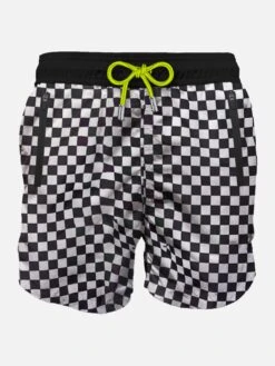 Check Light Fabric Zipped Swim Shorts