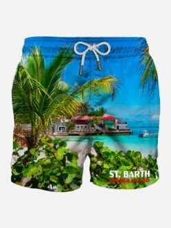 MC2 Saint Barth Man Swim Shorts With Caribbean Island Print
