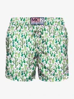 Light Fabric Man Swim Shorts Prickly Plant Print -The Bikini Collective MAN SWIMSHORTS CACTUS PRINT 2