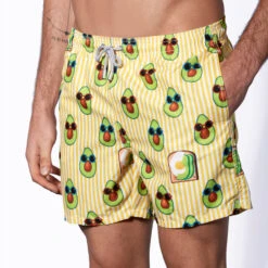 Mid-length Swim Shorts Avocado Toast Striped Print 11 Mid-length Swim Shorts Avocado Toast Striped Print -The Bikini Collective avocado 1