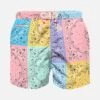 Boy Swim Shorts With Multicolor Bandanna Print