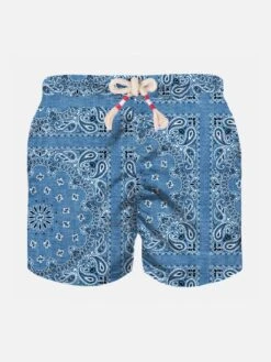 MC2 Saint Barth Boy Denim Swim Shorts With Bandanna Print