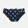 Blue Navy Boy Swim Briefs Pirates Micro Print -The Bikini Collective boy swim briefs pirates blue 01