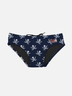 Blue Navy Boy Swim Briefs Pirates Micro Print