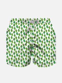 Boy Light Fabric Swim Shorts With Cactus Print