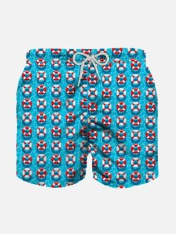 Boy Light Fabric Swim Shorts With Lifesaver Print
