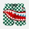 MC2 Saint Barth Boy Swim Shorts With Shark And Check Print -The Bikini Collective boy swimshort shark check 01