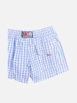 Boy Cotton Swim Shorts With Gingham Print -The Bikini Collective boy swimshorts animal 1 4fedc6f8 3542 404f b4cf f601a6350f14