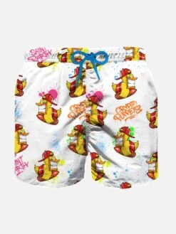 MC2 Saint Barth Boy Light Fabric Swim Shorts With Crypto Ducky Print | CRYPTO PUPPETS SPECIAL EDITION