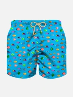 MC2 Saint Barth Boy Light Fabric Swim Shorts With Fish Print