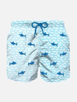 MC2 Saint Barth Boy Swim Shorts With Embroidered Sharks