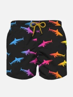 MC2 Saint Barth Boy Swim Shorts With Velvet Sharks