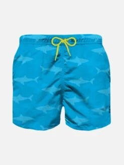 MC2 Saint Barth Boy Swim Shorts With Terry Embossed Sharks