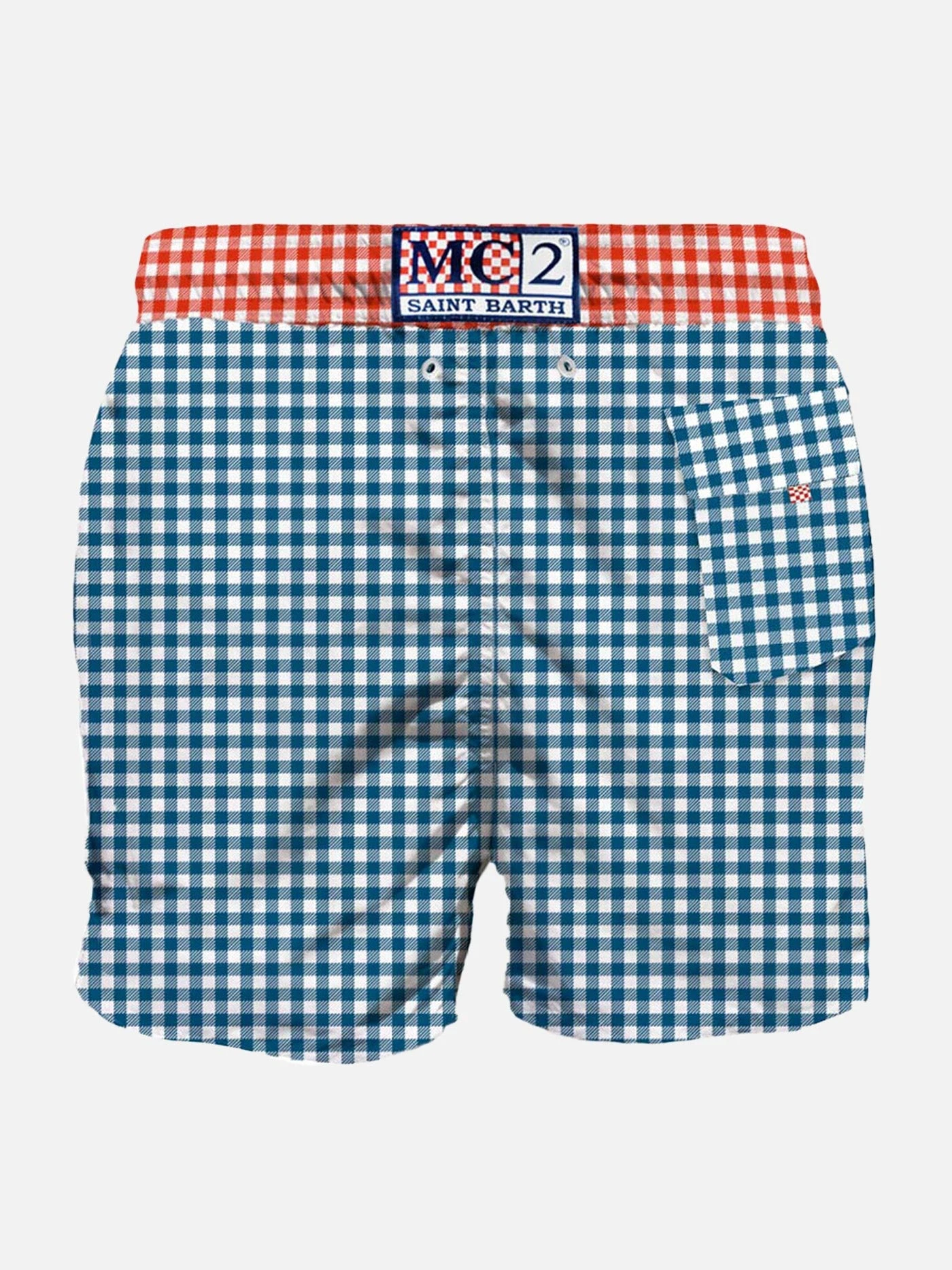 Man Swim Shorts Gingham Print With Pocket 4 Man Swim Shorts Gingham Print With Pocket - Image 2