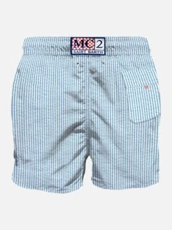 Light-blue Man Swim Shorts With Pocket -The Bikini Collective costume bluette old school tattoo uomo 0001 costume uomo righe azzurro mc2