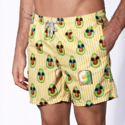 Mid-length Swim Shorts Avocado Toast Striped Print 10 Mid-length Swim Shorts Avocado Toast Striped Print -The Bikini Collective costume mare avoado toast