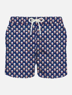 Man Light Fabric Swim Shorts With Pop Corn Print