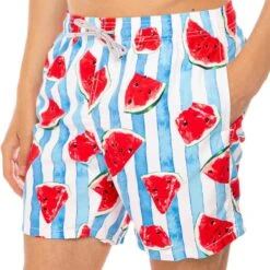 Mid-length Swim Shorts Watermelon Print -The Bikini Collective costume uomo anguria