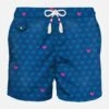 Light Fabric Man Swim Shorts Rooster Print -The Bikini Collective costume uomo blu fantasia gallo rosa