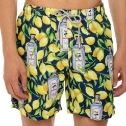 Man Classic Swim Shorts With Gin Lemon Print -The Bikini Collective costume uomo gin lemon
