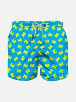 Boy Light Fabric Swim Shorts With Crab Print