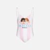 MC2 Saint Barth Girl Striped One Piece Swim Suit With Fiorucci Angels Print | FIORUCCI SPECIAL EDITION -The Bikini Collective fiorucci one piece swimsuit 1