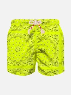 MC2 Saint Barth Boy Swim Shorts With Fluo Yellow Bandanna Print