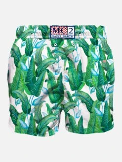 Tropical Leaf Print Mid-length Swim Shorts -The Bikini Collective foglie tropical costume uomo be051c4f 2559 4443 993b 205458ac342e