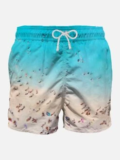 MC2 Saint Barth Man Swim Shorts With Photographic Beach Print