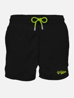 MC2 Saint Barth Man Black Swim Shorts With Milan Patch | MILAN SPECIAL EDITION