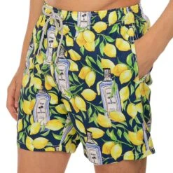 Man Classic Swim Shorts With Gin Lemon Print -The Bikini Collective gin lemon costume saint barth