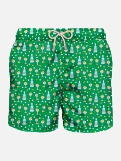 MC2 Saint Barth Man Light Fabric Swim Shorts With Gin Print | GIN MARE SPECIAL EDITION