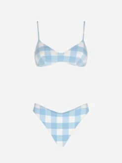 Gingham Bralette Bikini With Cheeky Swim Briefs 7 Gingham Bralette Bikini With Cheeky Swim Briefs -The Bikini Collective gingham bralette bikini light blue 3