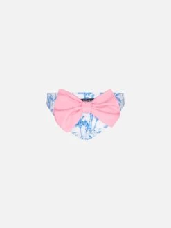MC2 Saint Barth Girl Swim Briefs With Toile De Jouy Print And Bow