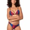 Bicolor Lurex Triangle Bikini With Cheeky Swim Briefs -The Bikini Collective glitter bikini striped