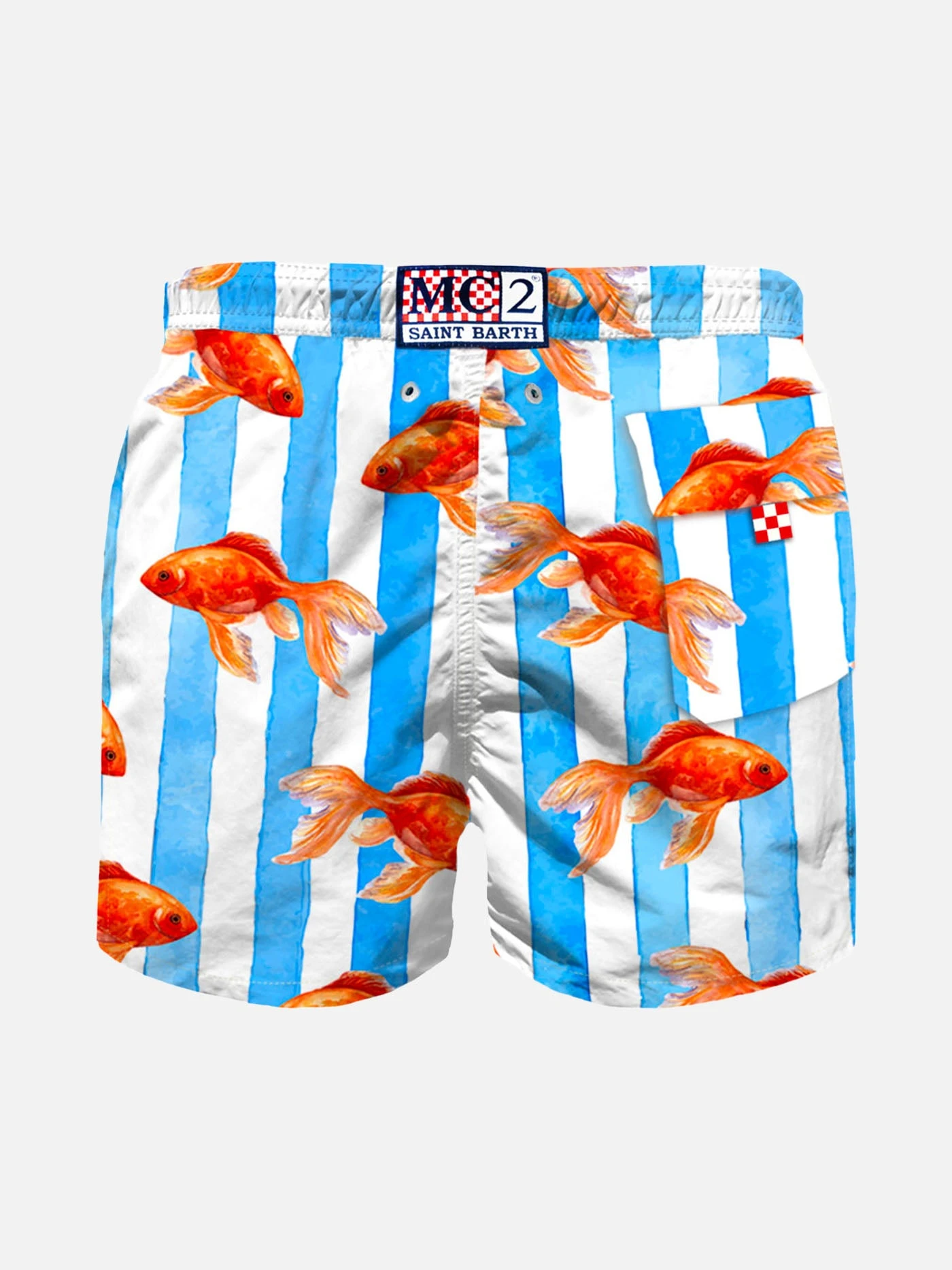 Boy Striped Swim Srunks With With Gold Fish Print 4 Boy Striped Swim Srunks With With Gold Fish Print - Image 2