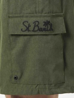 MC2 Saint Barth Man Military Green Comfort And Stretch Swim Shorts -The Bikini Collective green comfort swimshorts man 3