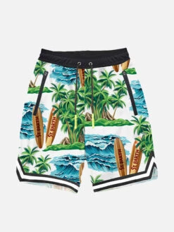 Hawaiian Print Boy Swim Shorts Surf Style