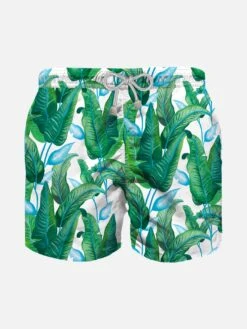 Boy Swim Shorts With Tropical Print