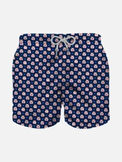 Boy Light Fabric Swim Shorts With Micro Pigs