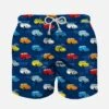 Multicolor Cars Print Boy Swim Shorts