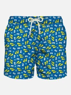Light Fabric Man Swim Shorts Snorkeling Print