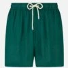 Solid Green Mid-length Linen Swim Shorts -The Bikini Collective linen swimshorts man british green 1