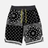 Bandanna Print Boy Swim Shorts Surf Style -The Bikini Collective malibu long swimshort surf boy bandana black 1
