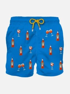 MC2 Saint Barth Man Bluette Classic Swim Shorts With Aperol Spritz Print | @APEROL SPECIAL EDITION