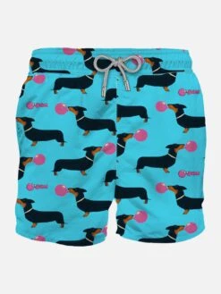 MC2 Saint Barth Man Classic Swim Shorts With Dachshund And Big Babol Print | BIG BABOL® SPECIAL EDITION